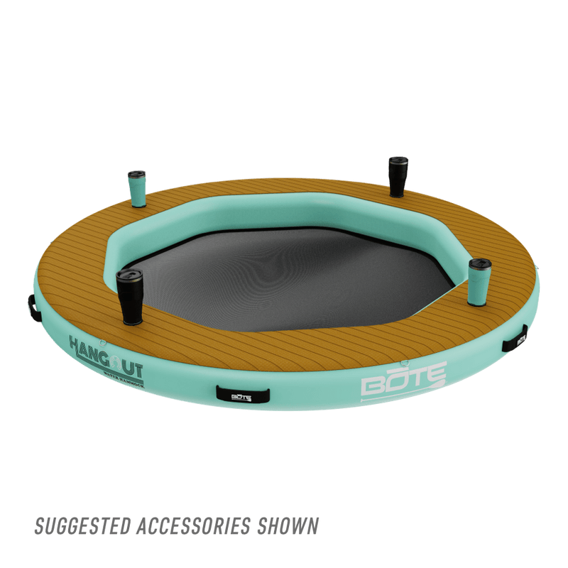 Top view of the Inflatable Hangout Water Hammock 7 Classic with drinkware