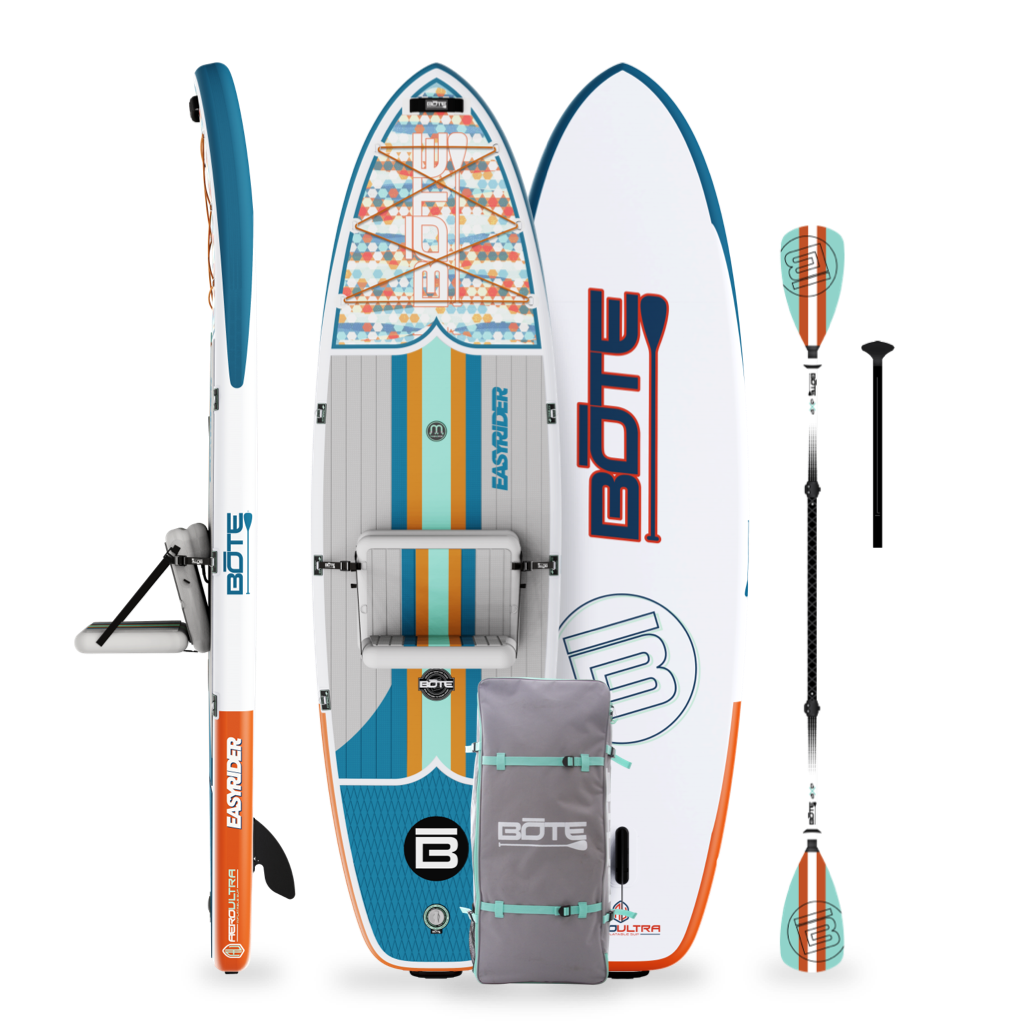 Full EasyRider Aero 10'4" Native Tides package with board, seat, bag, paddle, and pump.