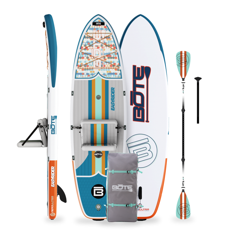 Full EasyRider Aero 10'4" Native Tides package with board, seat, bag, paddle, and pump.