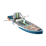 EasyRider Aero 10'4" shown in rowing setup with striped seat and dual oars.