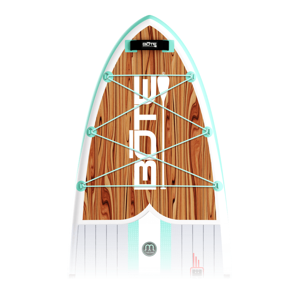 Zoomed in view of the 10'6" Breeze Aero Classic Mangrove inflatable paddle board