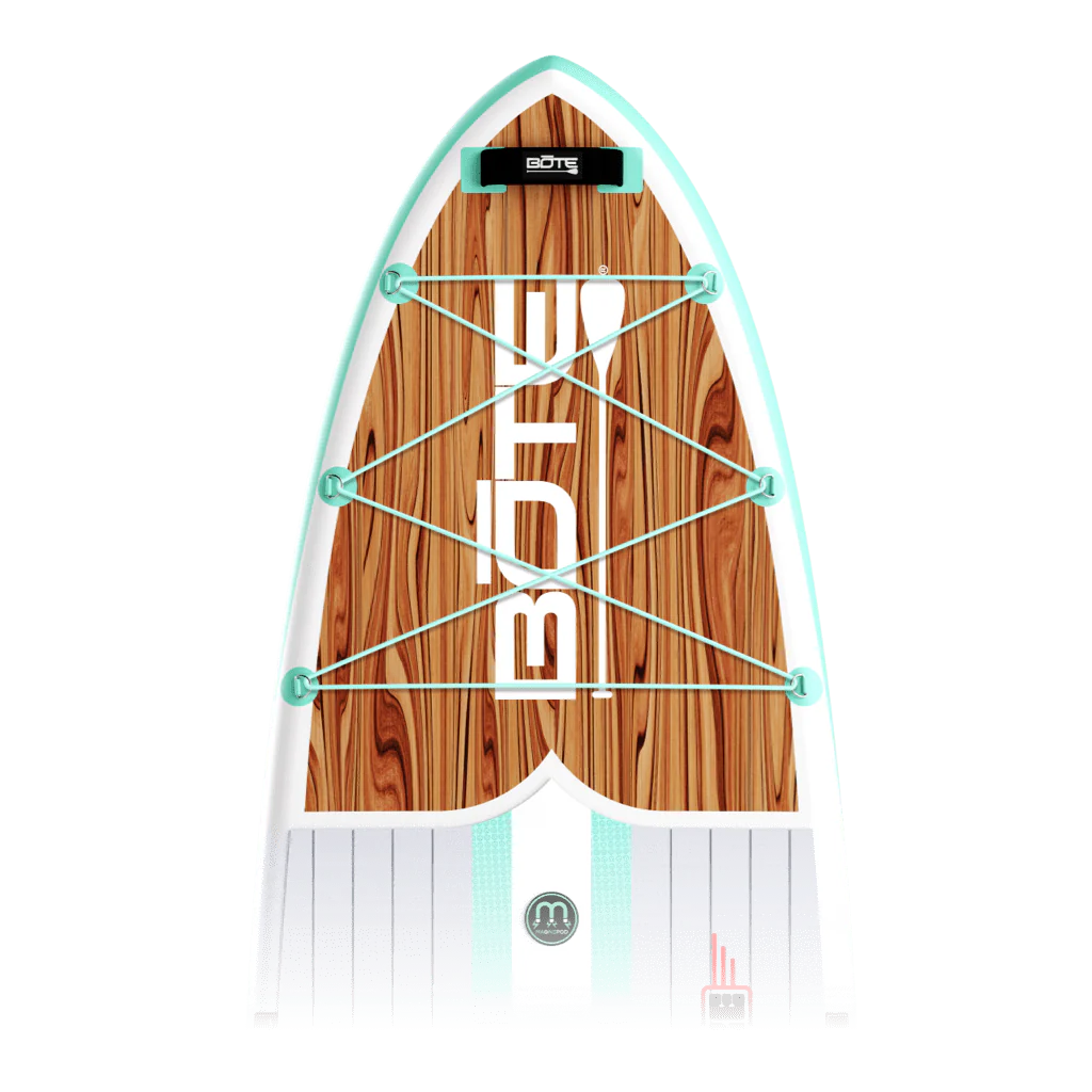 Zoomed in view of the 10'6" Breeze Aero Classic Mangrove inflatable paddle board