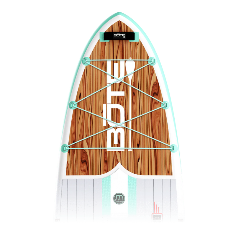 Zoomed in view of the 10'6" Breeze Aero Classic Mangrove inflatable paddle board