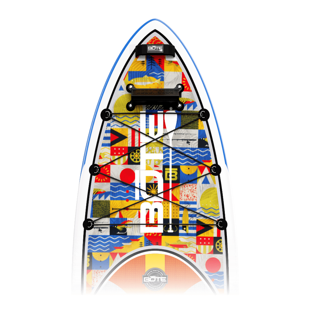 Zoomed in view of the nose area of the HD Aero 11′6″ Fischer Topwater Inflatable Paddle Board