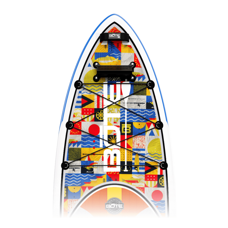 Zoomed in view of the nose area of the HD Aero 11′6″ Fischer Topwater Inflatable Paddle Board