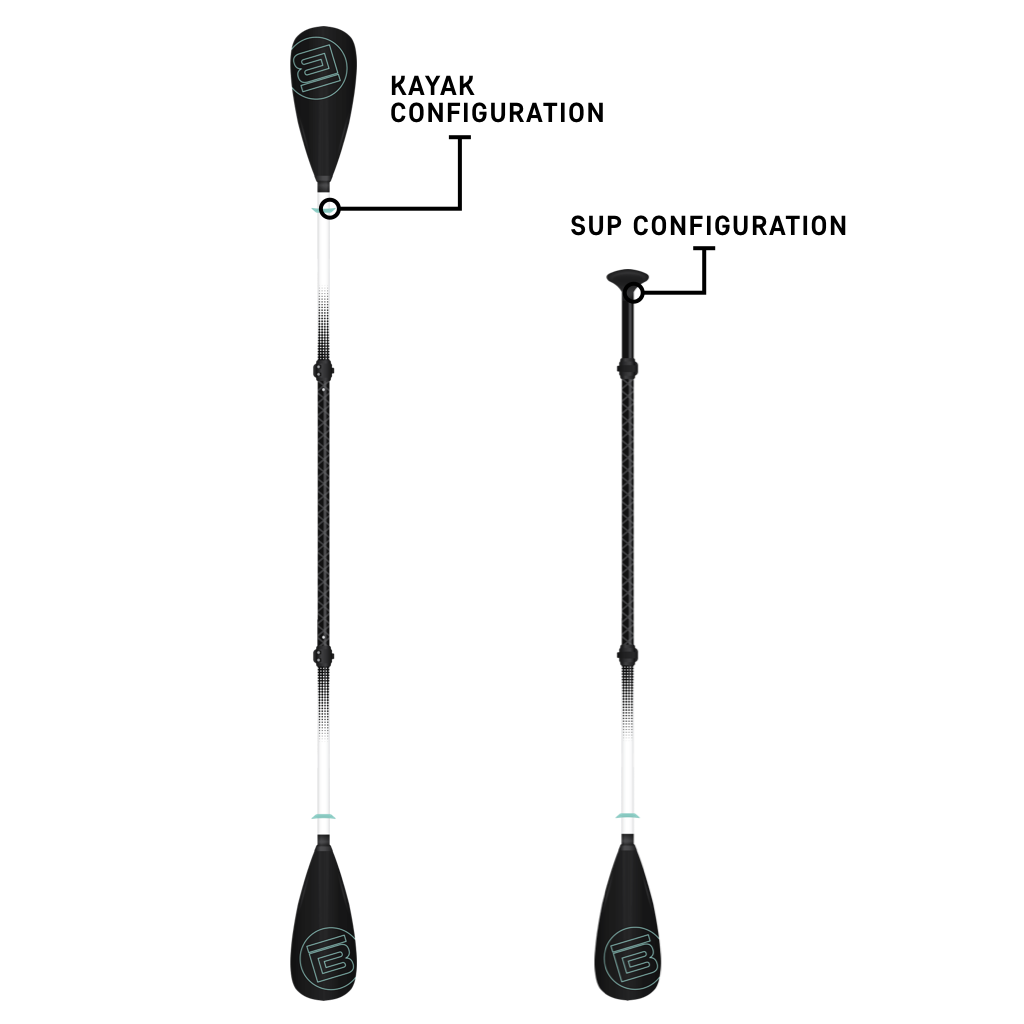 4-Piece Kids Hybrid Adjustable Fiberglass Paddle Black
