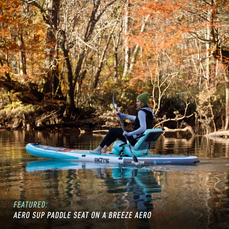 Woman paddling on an Aero SUP Paddle Seat on a Breeze Aero