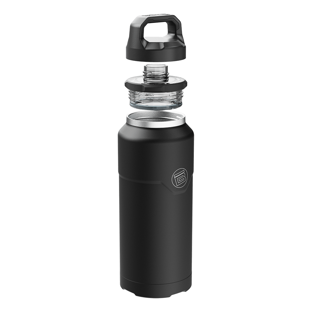 A detailed image of the MAGNEBottle 36oz with Cap Black, showing its design and key features.