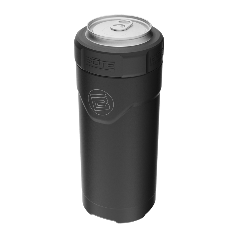 A detailed image of the MAGNEChill Can Cooler Slim Black, showing its design and key features.