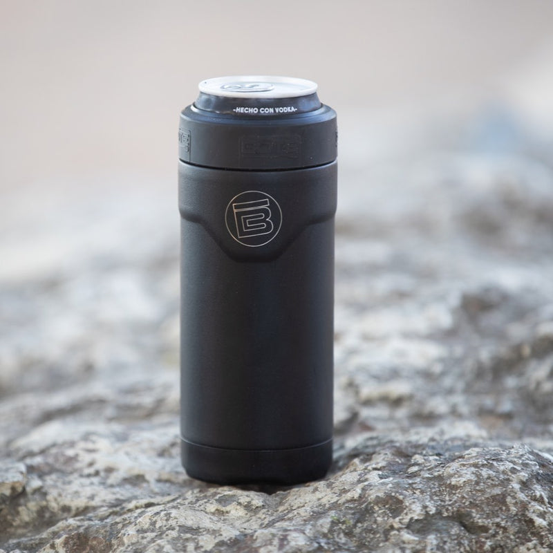 A detailed image of the MAGNEChill Can Cooler Slim Black, showing its design and key features.