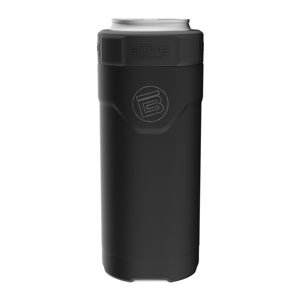 A detailed image of the MAGNEChill Can Cooler Slim Black, showing its design and key features.