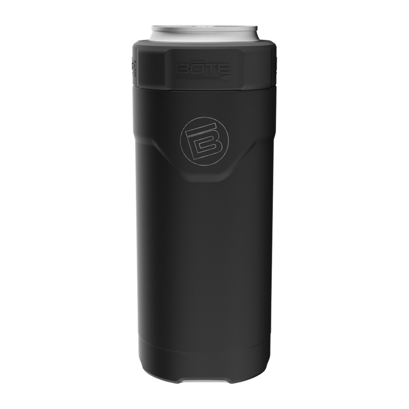 A detailed image of the MAGNEChill Can Cooler Slim Black, showing its design and key features.