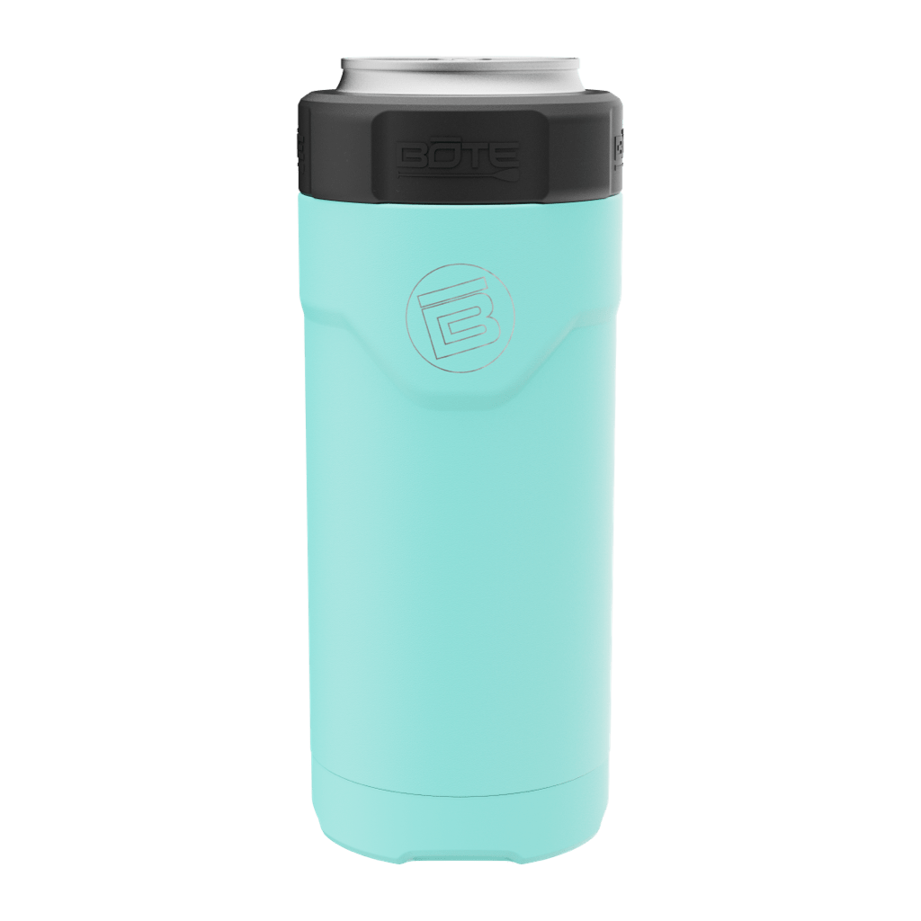 A detailed image of the MAGNEChill Can Cooler Slim Seafoam, showing its design and key features.