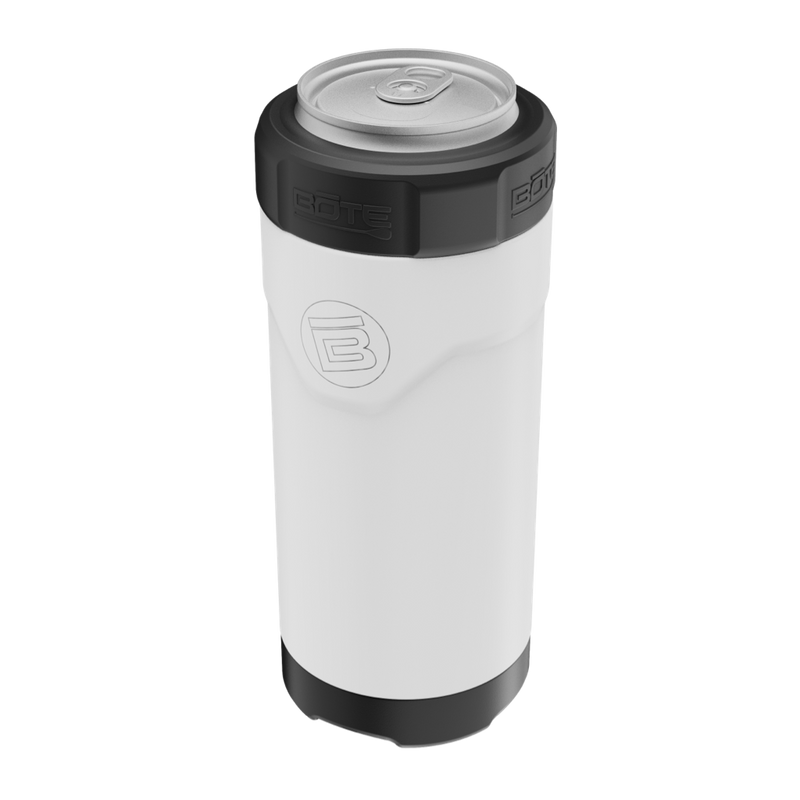 A detailed image of the MAGNEChill Can Cooler Slim White, showing its design and key features.