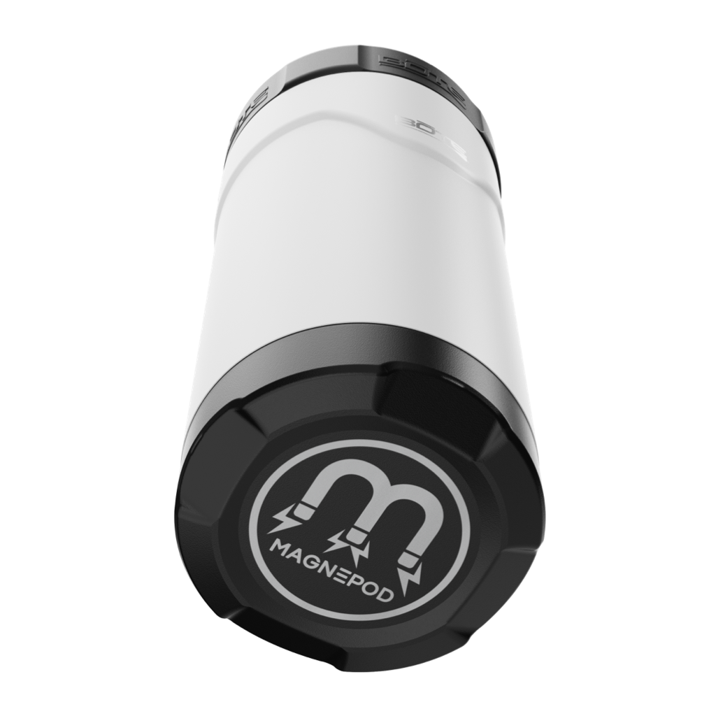 A detailed image of the MAGNEChill Can Cooler Slim White, showing its design and key features.