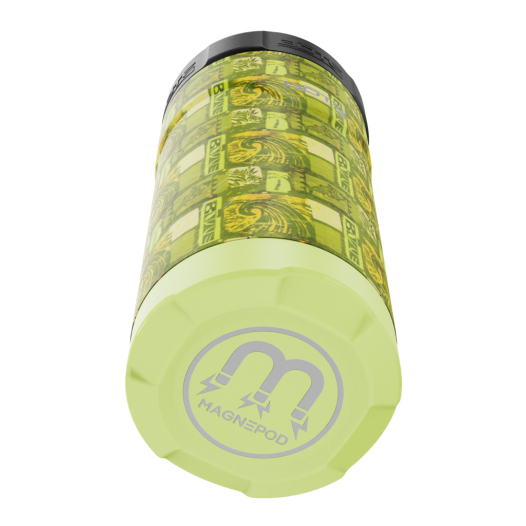 Bottom view of Native Nalu can cooler highlighting Magnepod base in light green.