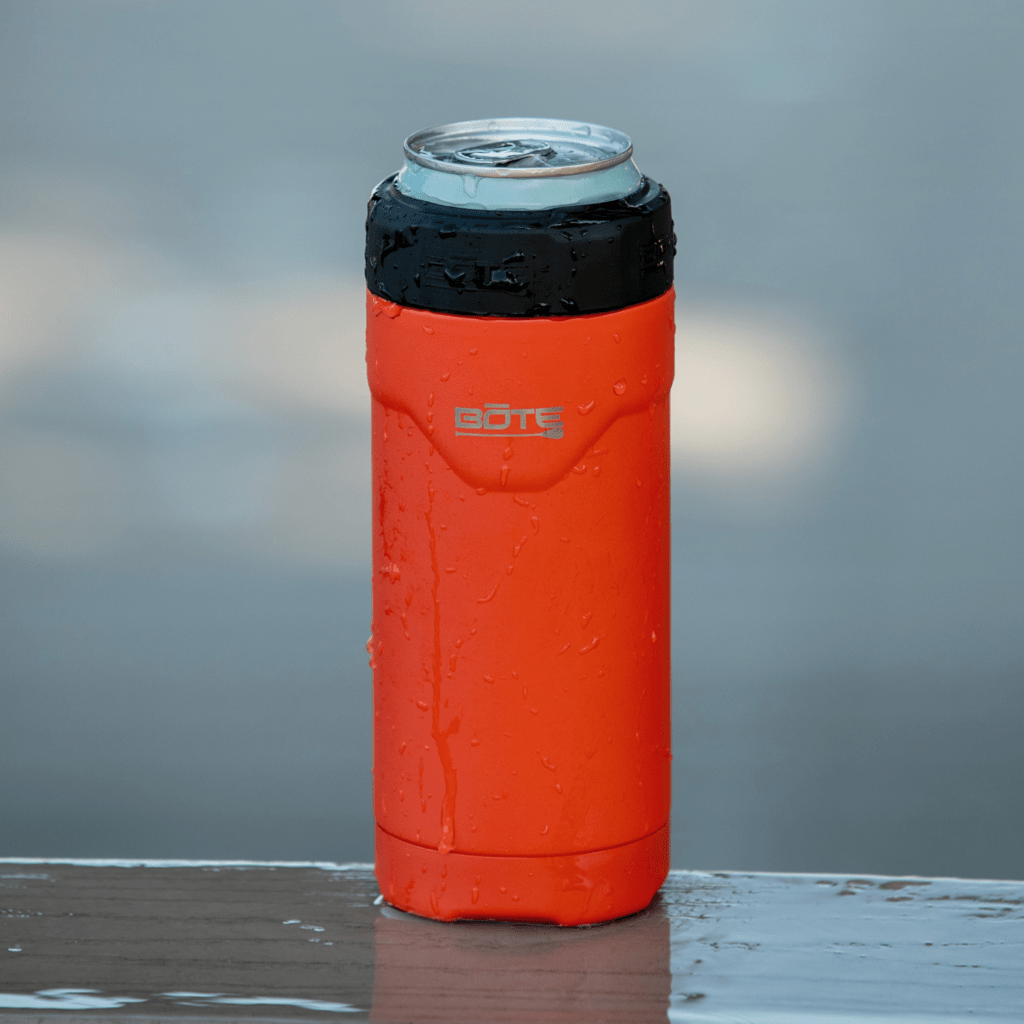 A detailed image of the MAGNEChill Can Cooler Slim Sunrise, showing its design and key features.