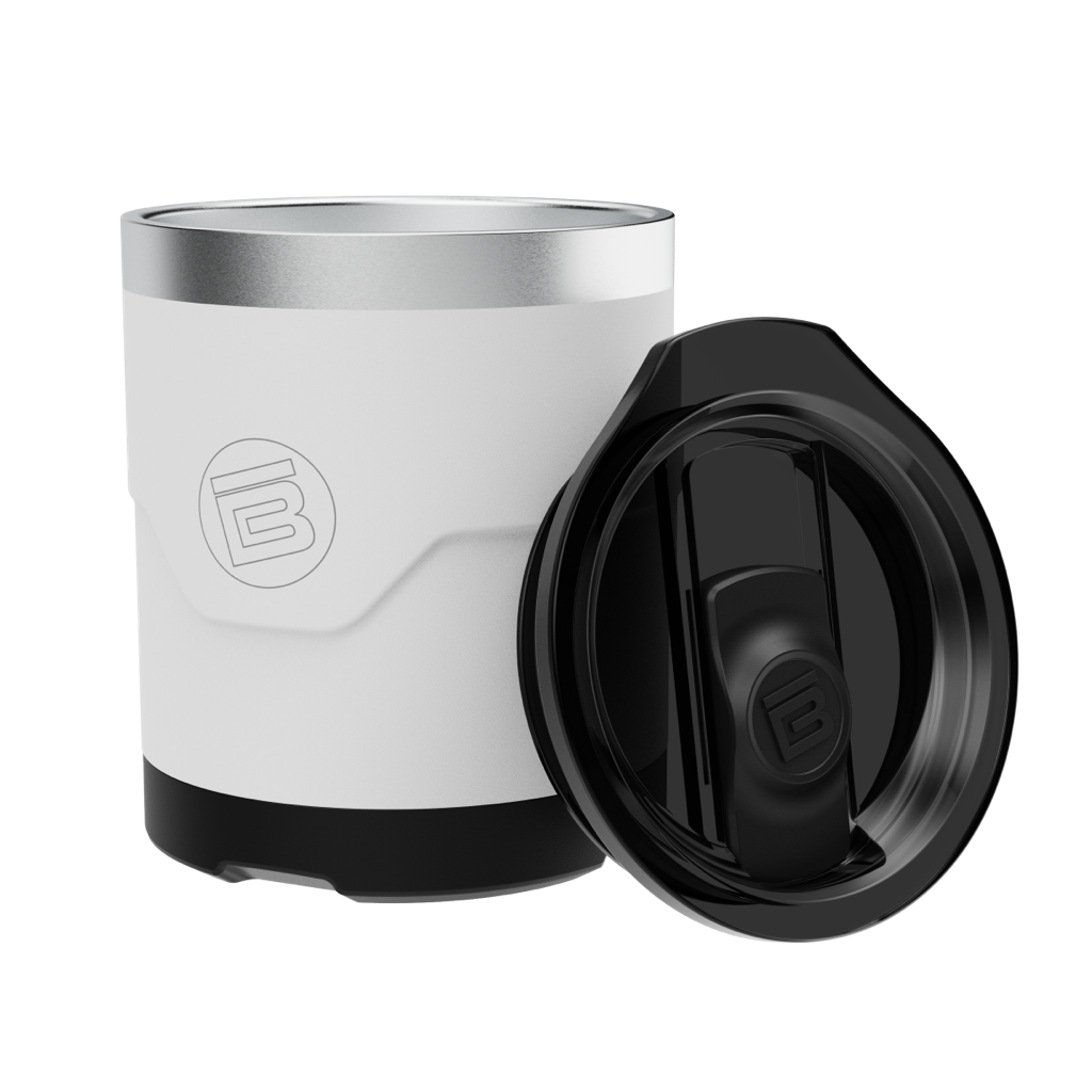 A detailed image of the MAGNETumbler 12oz Lowball with Lid White, showing its design and key features.