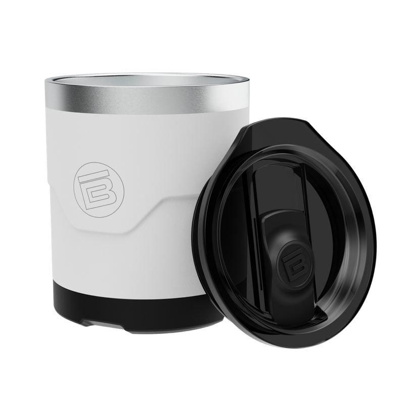 A detailed image of the MAGNETumbler 12oz Lowball with Lid White, showing its design and key features.