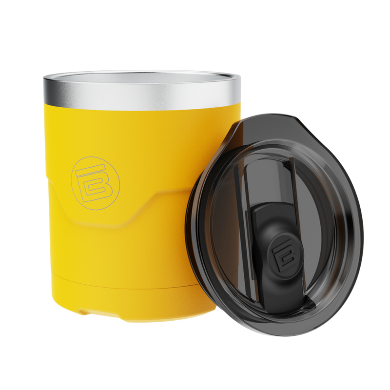 A detailed image of the MAGNETumbler 12oz Lowball with Lid Yellow, showing its design and key features.