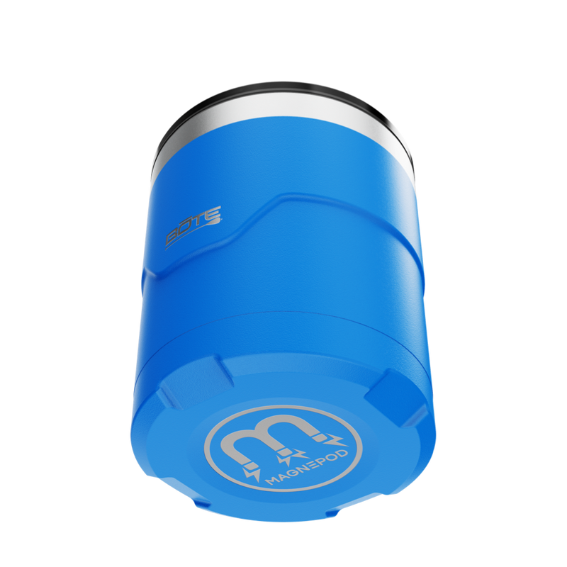 Bottom angled view of the MAGNETumbler 12oz Lowball with Lid Harbor Blue