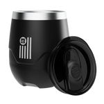 A detailed image of the BOTE Nation MAGNETumbler 12oz Stemless with Lid Black, showing its design and key features.