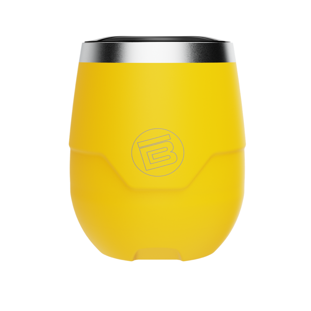 A detailed image of the MAGNETumbler 12oz Stemless with Lid Yellow, showing its design and key features.