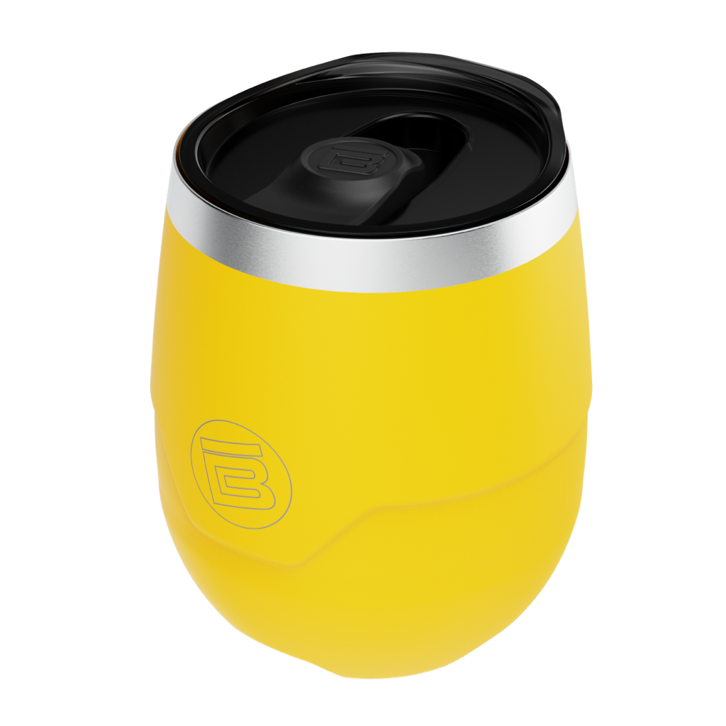 A detailed image of the MAGNETumbler 12oz Stemless with Lid Yellow, showing its design and key features.