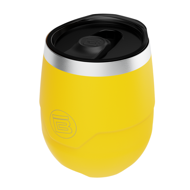 A detailed image of the MAGNETumbler 12oz Stemless with Lid Yellow, showing its design and key features.