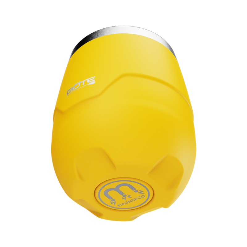A detailed image of the MAGNETumbler 12oz Stemless with Lid Yellow, showing its design and key features.