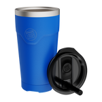 Side view of the MAGNETumbler 20oz with Lid Harbor Blue and straw