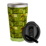 Tumbler with lid and straw shown beside it, featuring Native Nalu green pattern.