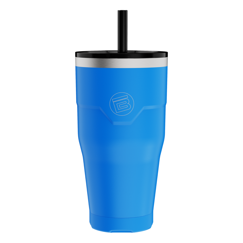Side view of the MAGNETumbler 32oz with Lid Harbor Blue with straw
