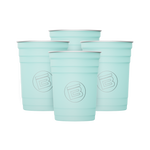 A detailed image of the Stainless Steel Cups 4-Pack Seafoam, showing its design and key features.