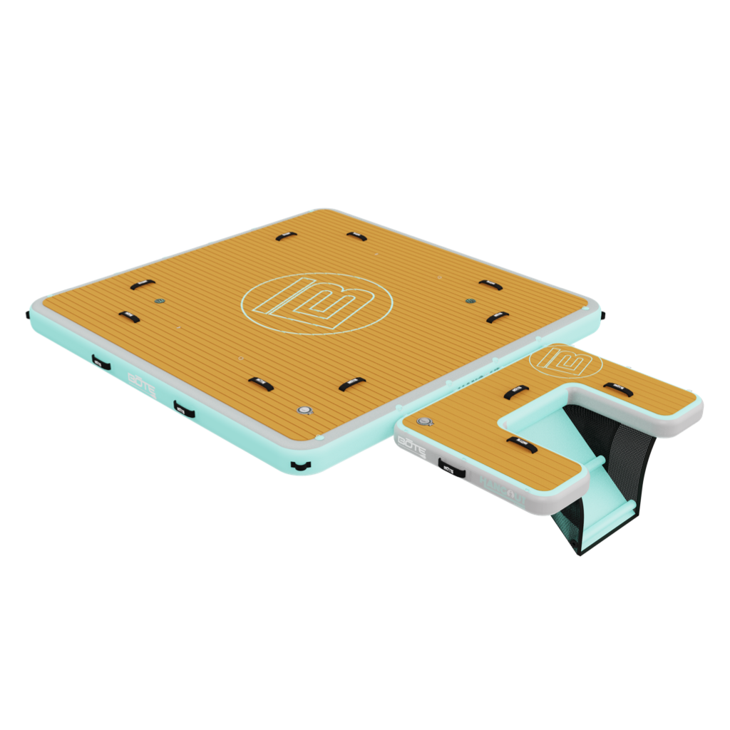 Front angled view of the Inflatable Hangout Dock 10 + Ladder Classic