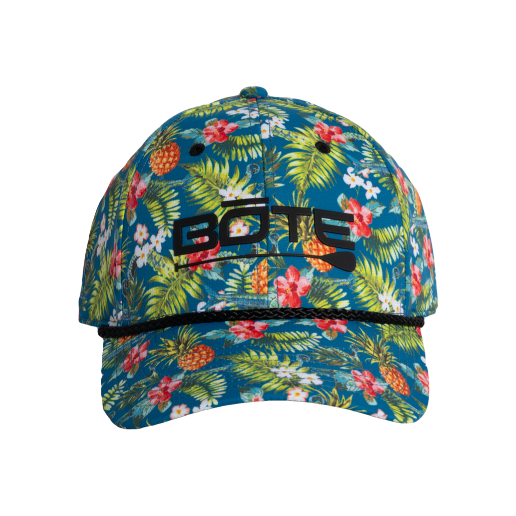 Front view of BOTE Logo Native Cuda Ripstop Hat with Hawaiian Print