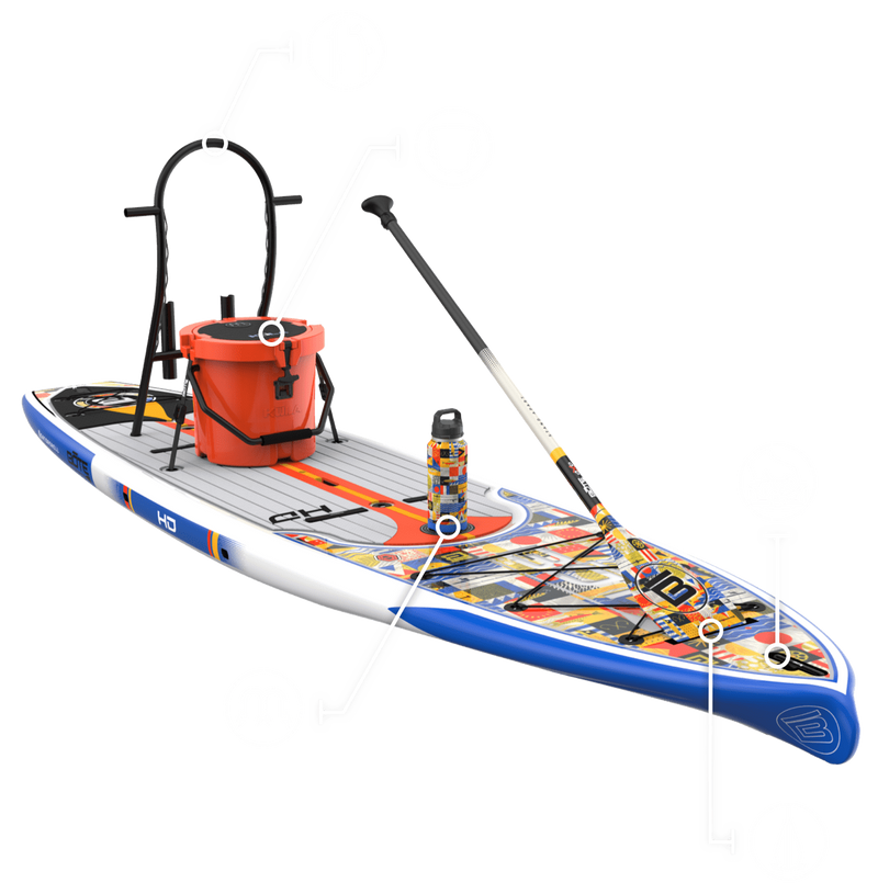 Angled view of HD Gatorshell showing labeled features and compatible accessories.