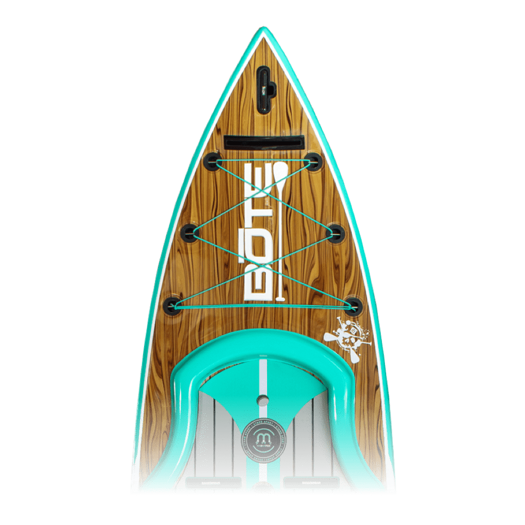 Zoomed in top view of the view of the Rackham 12′ Classic Cypress Paddle Board
