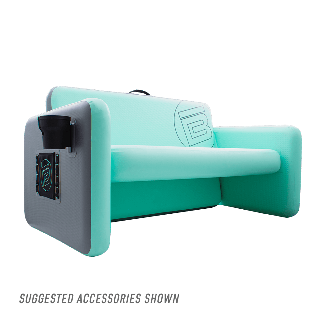 Angled view of the Aero Couch with suggested accessory, the cup holder