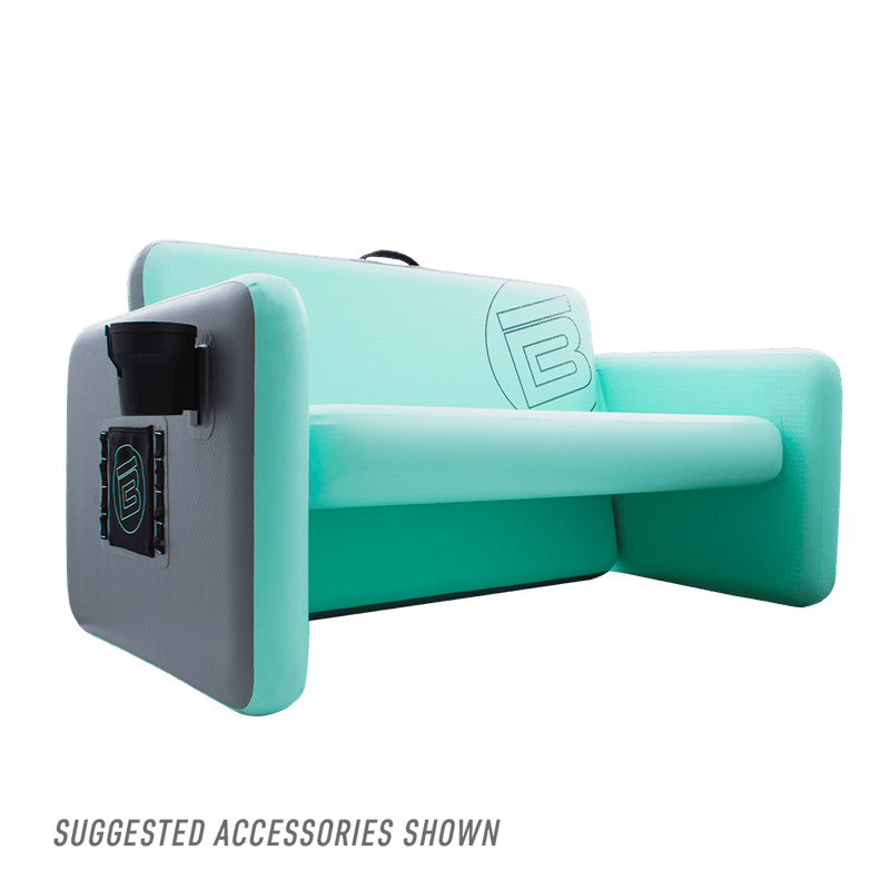 Angled view of the Aero Couch with suggested accessory, the cup holder