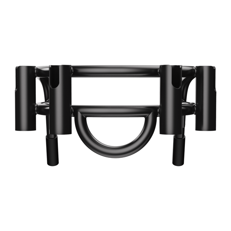 Front view of Bucket Rac Black showing full symmetrical structure.