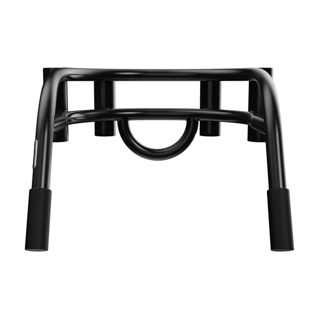 Back view of Bucket Rac Black with grip loop and rod holders.