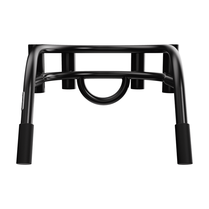 Back view of Bucket Rac Black with grip loop and rod holders.