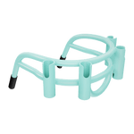 Angled top view of Bucket Rac Seafoam with four rod holders and curved support bar.