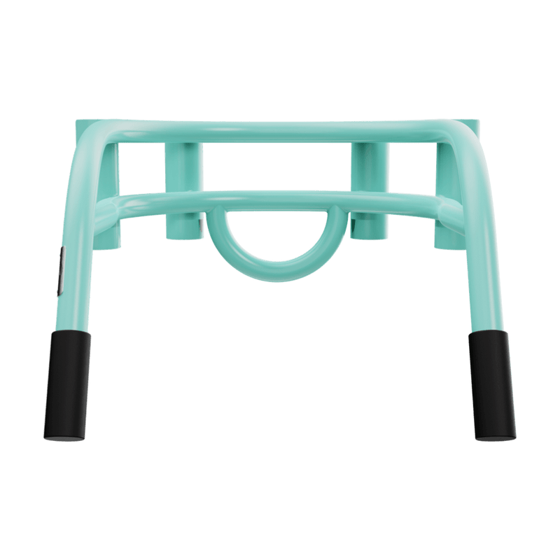 Back view of Bucket Rac Seafoam with rod holders and U-shaped middle brace.