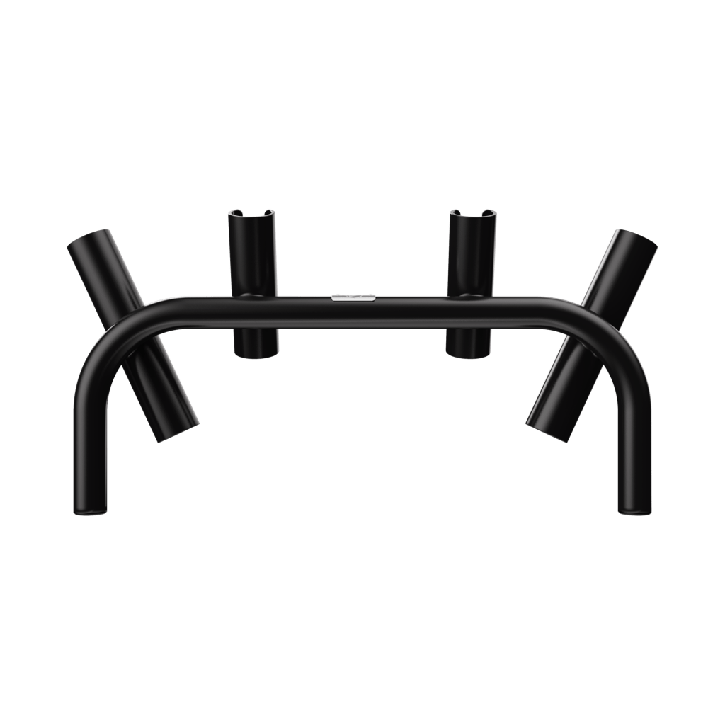 Rear view of Rocket Rac Black highlighting smooth black finish and rod slots.