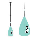 3-piece adjustable kids paddle with seafoam blade and playful black-and-white Flow logo.