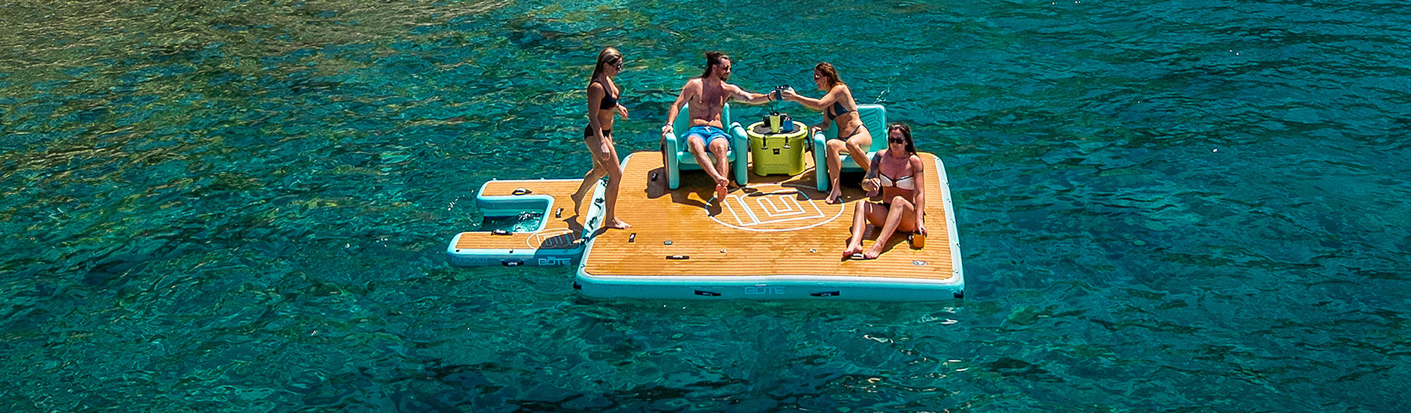 People sitting on a Hangout Dock