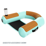 Front angled view of the Inflatable Hangout Sling Chair Classic with drink