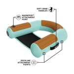 Inflatable Hangout Sling Chair Classic in mint and tan with black mesh seat, angled front view.